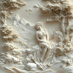 Wallpaper with bas relief in 3D