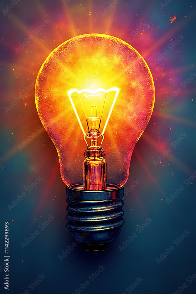 Poster creativity inspiration concepts with text number and lightbulb on colorful background for business s
