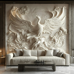Wallpaper with bas relief in 3D