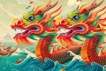 Beautiful holiday composition for celebrate chinese dragon boat festival