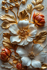 Wallpaper with bas relief in 3D