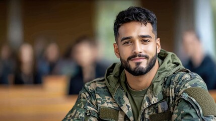 Fototapeta premium Military training event training facility portrait indoor close-up strength and resilience