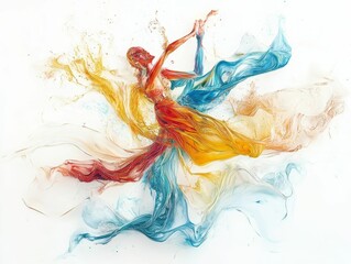 Obraz premium Abstract figures dance in colorful swirling paint.