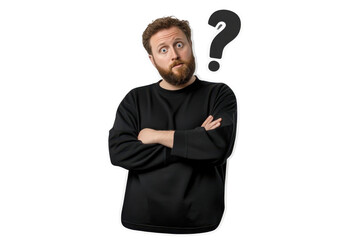 PNG man with questioning expression and question mark