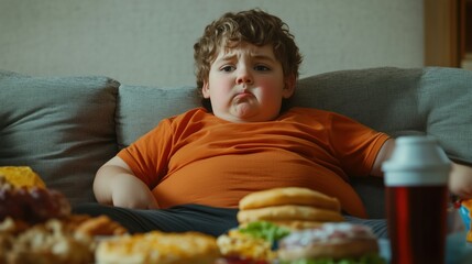 Obesity children. Fat kids, diet problems, childhood obesity, junk food, overeating, unhealthy snacks, body image, weight management, fat, inactivity, health risks.
