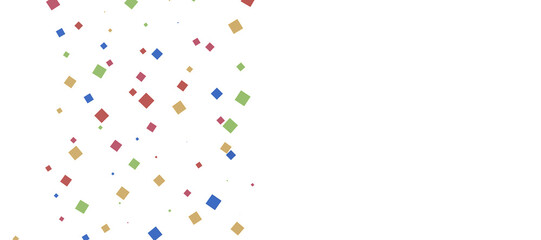 Multicolored paper confetti on transparent background. Realistic confetti flying. Colorful scattered items to holiday decorations.