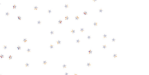 sparkling Christmas confetti falling isolated on white. magic shining flying stars glitter backdrop, sparkle border