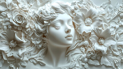 Wallpaper with bas relief in 3D