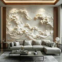 Wallpaper with bas relief in 3D