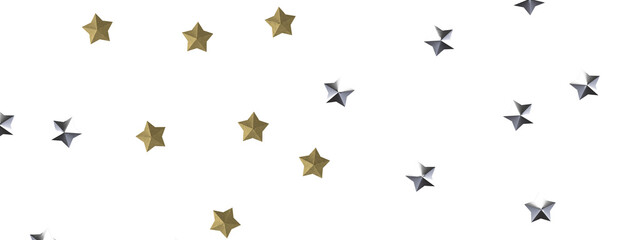 Celestial Cascades: 3D Illustration Conjures a Rainfall of Gold Stars