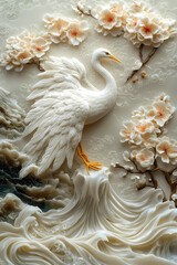 Obraz premium Wallpaper with bas relief in 3D