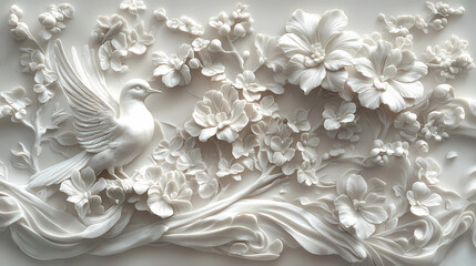 Wallpaper with bas relief in 3D