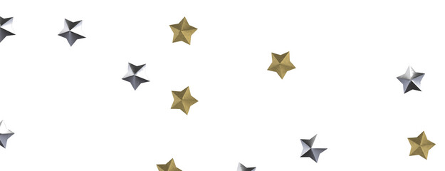 Gilded Wonders Unleashed: 3D Gold Stars Rain Illustration Mesmerizes Viewers