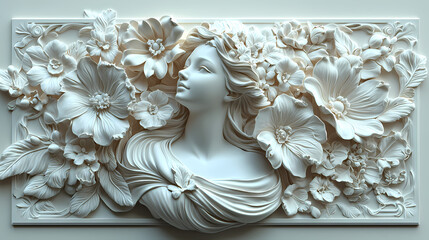 Wallpaper with bas relief in 3D