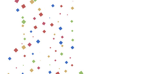 Multicolored paper confetti on transparent background. Realistic confetti flying. Colorful scattered items to holiday decorations.