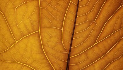 Golden autumn leaf veins texture with warm hues