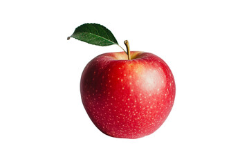 a red apple with a green leaf