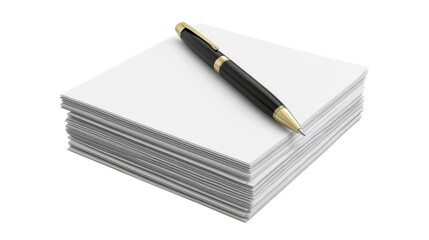 Paper with pen, transparent background
