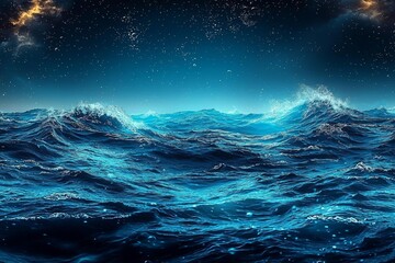 Generative AI illustration of Ocean depth. Underwater empty landscape, ocean bottom, sea wave , isolated on white background,  , copy space, copy space for text,
