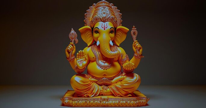 Ganesha is the son of Lord Shiva, the god of destruction, and Goddess Parvati , isolated on white background,  , copy space, copy space for text,