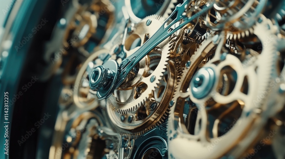 Poster intricate clockwork: a mesmerizing close-up of a complex clockwork mechanism, showcasing intricate g