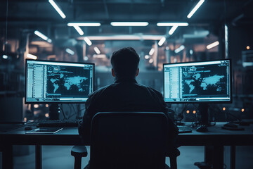 Focused Individual in a Control Room