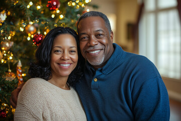 Fototapeta premium Joyful Holiday Couple Smiling Together