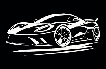 Sports car illustration with a dark background