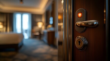 Illuminated Hotel Room Door Lock Detail