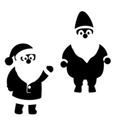 Clean black and white vector silhouette of santa on white background