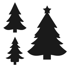 Clean black and white vector silhouette of tree on white background