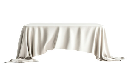 Table covered with a white tablecloth, transparent background