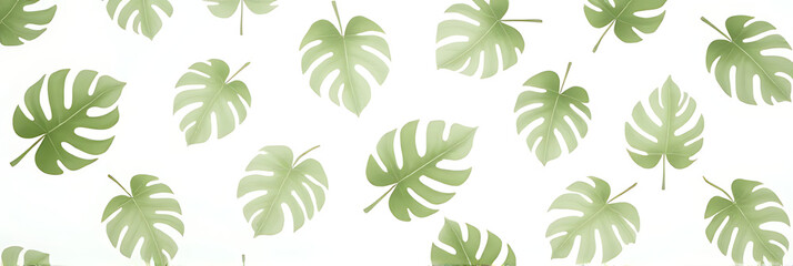 A real tropical monstera leaf pattern is designed in a subtle white background with a natural and effortless aesthetic feel._00003_