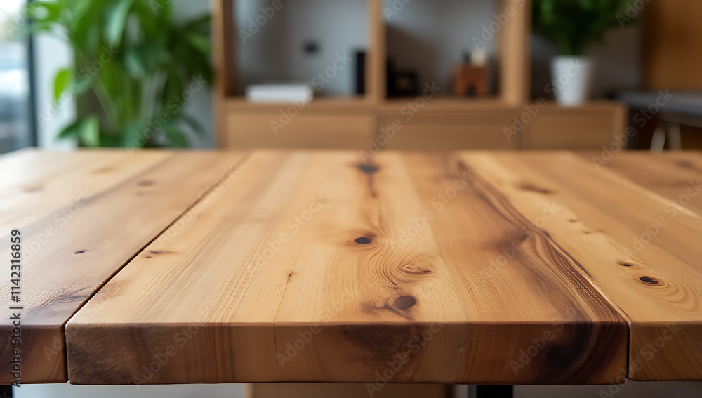 Poster a real wood tabletop adds warmth and texture to a modern space, ideal for product displays or visual