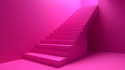 Pink 3D Staircase Illustration