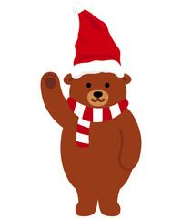 サンタの帽子を被ったかわいいクマのイラスト