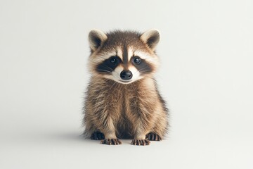 Fototapeta premium A raccoon is sitting on a white background