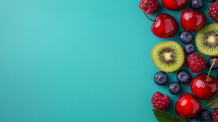 Vibrant Summer Fruit Delight Cherries, Berries, and Kiwi