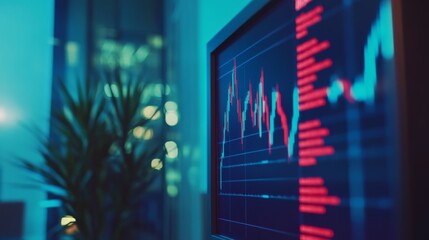 Digital Financial Charts Displayed in Modern Office
