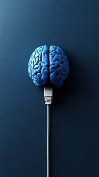 Blue brain model plugged in, concept.