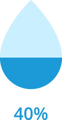 Water or liquids level percent icon. Water drop infographic elements. Vector illustration