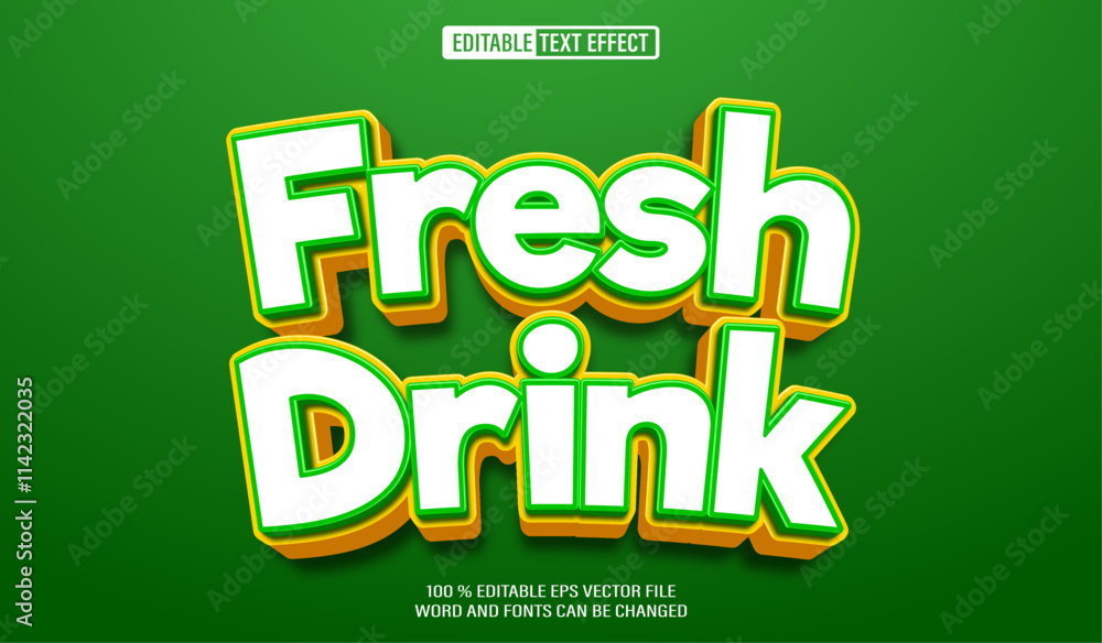 Poster editable 3d text style effect - fresh drink design bussines text effect template
