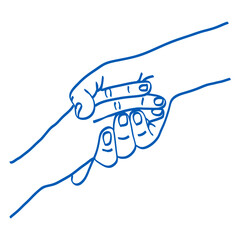 Hand pulling. Gesture vector illustration. Index, middle, ring, little fingers and thumb