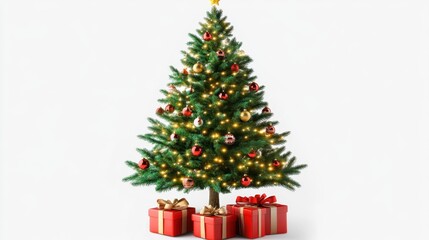 Beautifully Decorated Christmas Tree with Presents Underneath