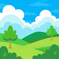 Fototapeta premium Natural Landscape with Rolling Green Hills and Clear Blue Sky Design