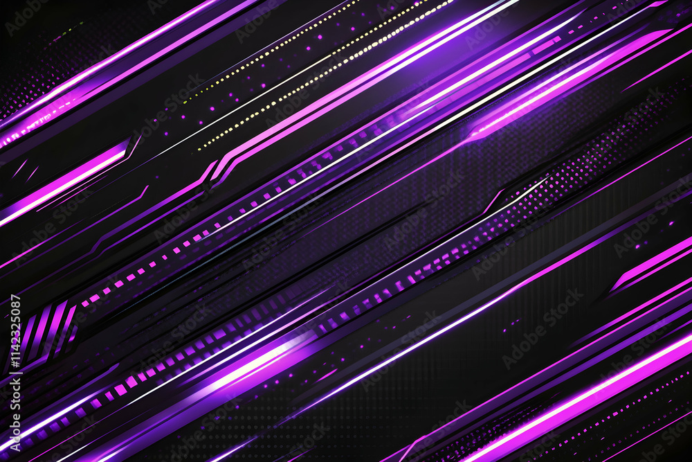 Aufkleber abstract dark purple and black tech background. glowing lines and digital elements create a futurist