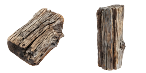 Old wood stub isolated on a white background. Generative AI.