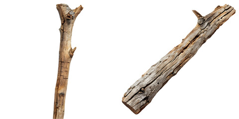 old wooden stick with cracks. Generative AI.