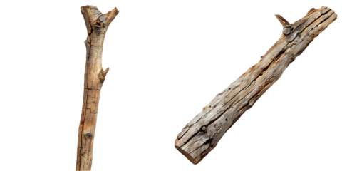 old wooden stick with cracks. Generative AI.