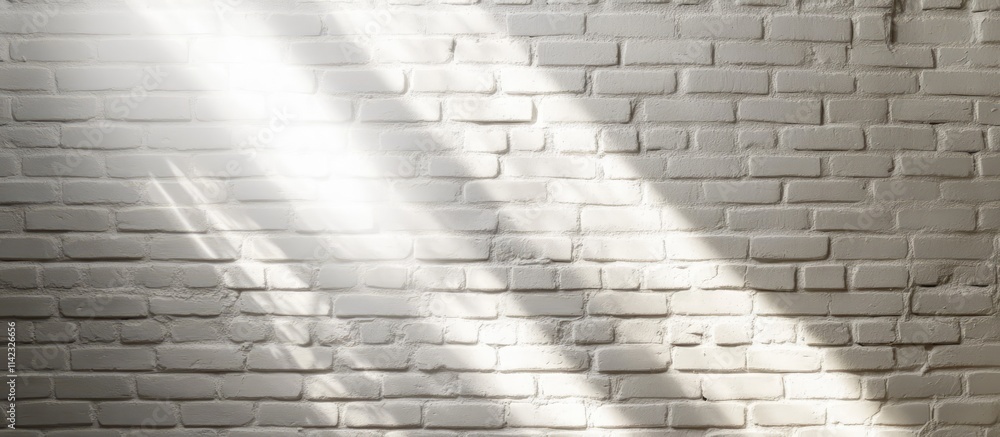 Aufkleber illuminated white brick wall with soft light beams creating a serene backdrop for photography and de